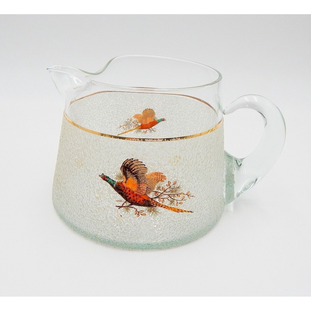 West Virginia Glass Specialty Pheasant Pebble Frosted Cocktail Pitcher